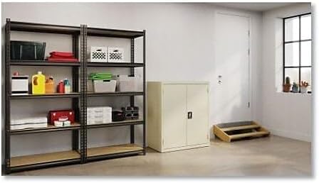 Alera 25763 36 in. x 18 in. x 42 in. 3 Shelves Economy Assembled Storage Cabinets - Putty