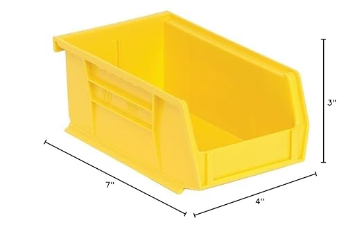 QUANTUM STORAGE SYSTEMS K-QUS220YL-20 20-Pack Stack and Hang Plastic Bin Storage Containers, 7 inch x 4 inch x 3 inch, Yellow