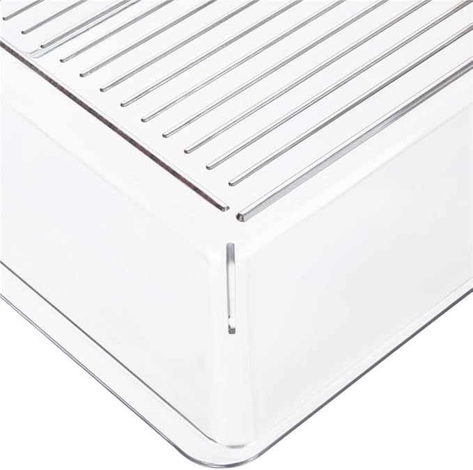 Slideep Kitchen Freezer Food Storage Bin, Plastic Refrigerator Organizer Fridge Storage Containers for Fruit, Yogurt, Snacks, Pasta 11'' -4 Pack
