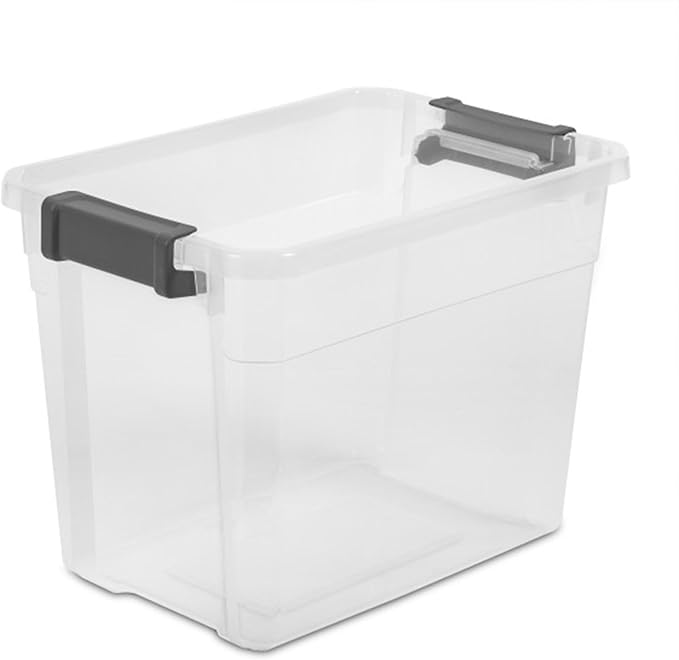 Sterilite 24-Pack Modular Stacker Box, Durable Clear Plastic Storage Bins with Latching Lids, 30 Quart - Stackable Organizing Container Boxes for Closet, Bathroom, and Office