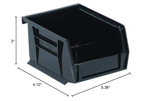 QUANTUM STORAGE SYSTEMS K-QUS210CO-8 8-Pack Ultra-Stack and Hang Bins, 5-3/8" x 4-1/8" x 3", Black Conductive