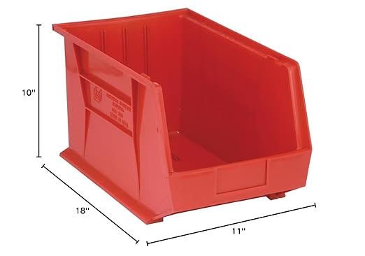 QUANTUM STORAGE SYSTEMS K-QUS260RD-2 2-Pack Ultra-Stack and Hang Bins, 18" x 11" x 10", Red