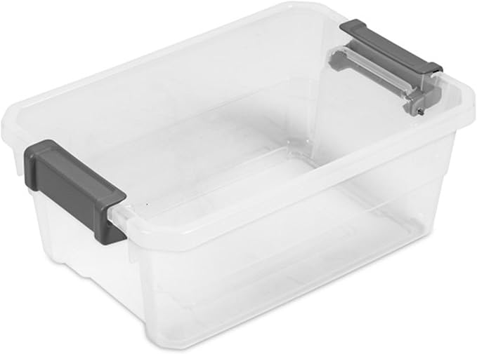 Sterilite 24-Pack Modular Stacker Box, Durable Clear Plastic Storage Bins with Latching Lids, 16 Quart - Stackable Organizing Container Boxes for Closet, Bathroom, and Office