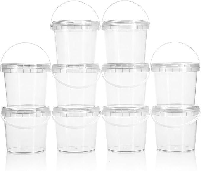 ASEVAT 10 Pack Screw Top Food Storage Containers with Lids, 33oz(1000ml Clear Plastic Jars for Kitchen Pantry Organization – Dry Food Canisters for Flour, Sugar, Rice & Slime – BPA Free & Stackable