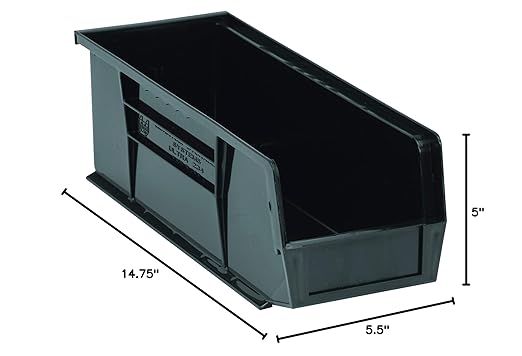 QUANTUM STORAGE SYSTEMS K-QUS234BK-6 6-Pack Ultra-Stack and Hang Bins, 14-3/4 inch x 5-1/2 inch x 5 inch, Black