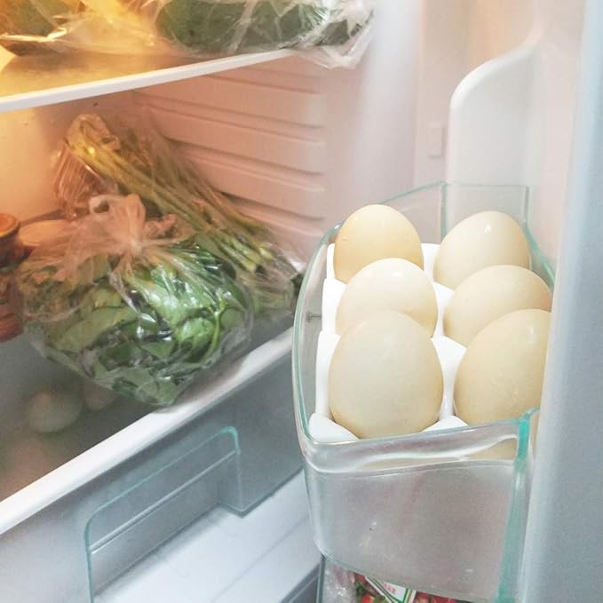 Ceramic Egg Holder Egg Tray Porcelain Fresh Egg Holder for Fridge Countertop Kitchen Storage Half Dozen 6 Cups (White)