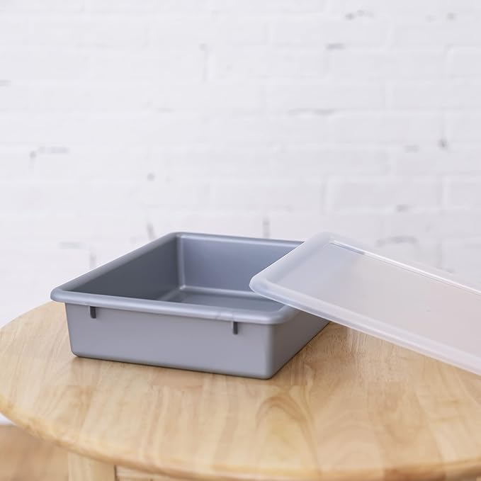 ECR4Kids Letter Size Tray with Lid, Storage Bin, Contemporary, 10-Piece