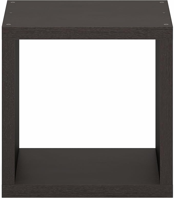 Furinno Cubicle Book Shelf, Stackable Bookshelf, Cube Storage Organizer Bookcase with Open Back, Extra Thick, 15.8" x 15.8" x 14.6", for Living Room, Bedroom, Home Office, Black Dark Oak