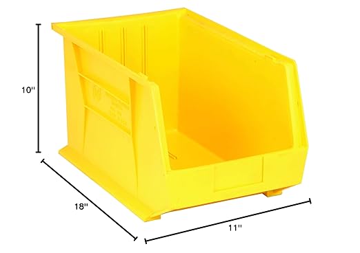 QUANTUM STORAGE SYSTEMS K-QUS260YL-2 2-Pack Ultra-Stack and Hang Bins, 18" x 11" x 10", Yellow
