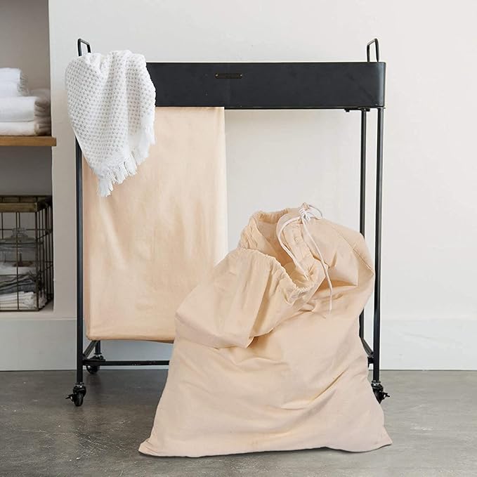 SweetNeedle Heavy Duty Extra Large Cotton Laundry Storage Shopping Bag, 28x36 In, 75L -Draw-cord with cord-lock, Machine Wash and reusable Travel Bag