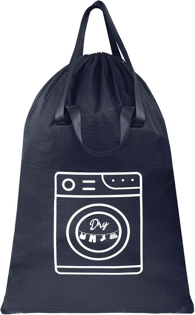 Heavy Duty Laundry Bag, Machine Washable Nylon, Splash-Resistant Dirty Clothes Storage Bag with Drawstring & Handles丨Lightweight, Foldable & Space-Saving for College Dorm, Camping, Trips, Cruise, 50L