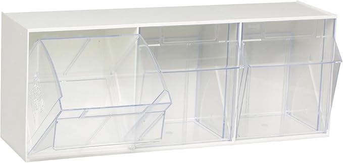Quantum Storage Systems QTB303WT 3 Drawers Tip Out Cabinet Part Organizer White 10" H x 24" W x 8" D
