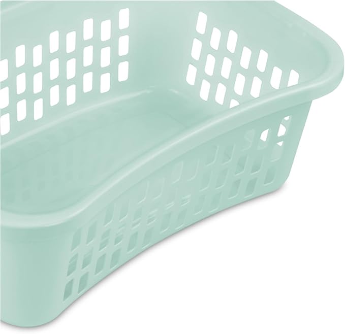 Sterilite 24 Pack HipHold Laundry Basket, Plastic Rectangle Clothes Hamper with Comfort Grip Handles & Reinforced Rim, 1.5 Bushel Capacity, Mint