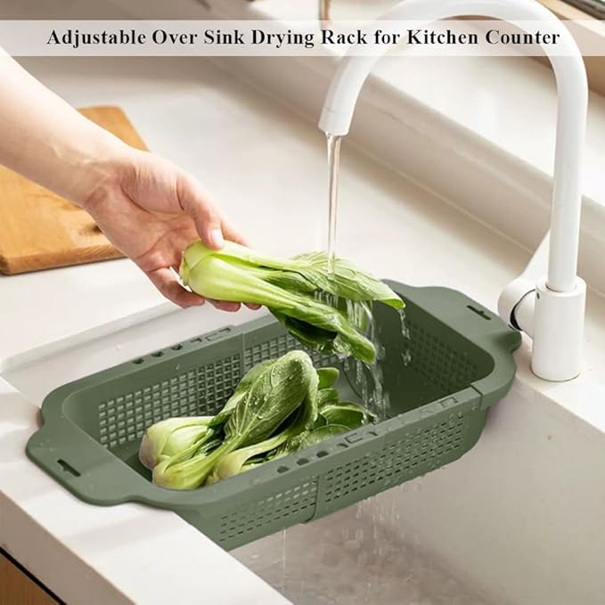 Dish Drying Rack for Kitchen Counter, Retractable Draining Basket in Sink Dish Drainers, Multipurpose Dish Dryer Rack for Inside Sink, Over The Sink Dish Racks for Cleaning & Draining the Water