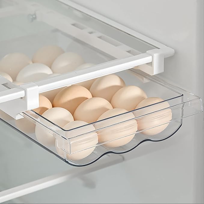 Egg Holder For Refrigerator,Mini Fridge Drawer Organizer Egg Storage Bin Clear Egg Tray Clear Plastic Storage Container