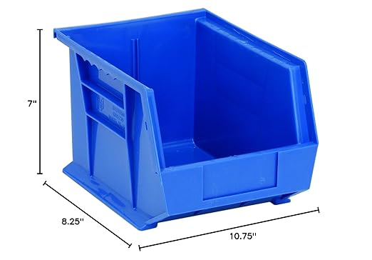 QUANTUM STORAGE SYSTEMS K-QUS239BL-4 4-Pack Ultra-Stack and Hang Bins, 10-3/4" x 8-1/4" x 7", Blue