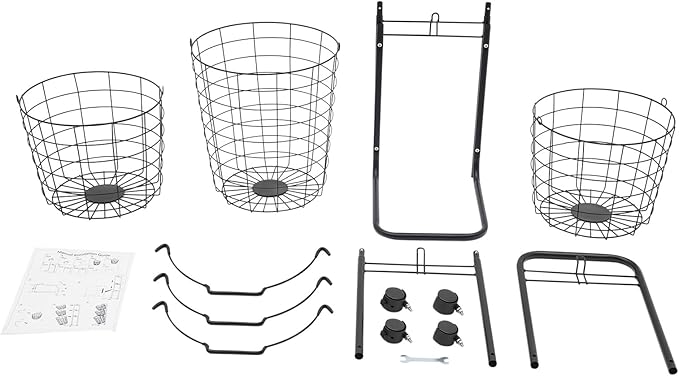 Laundry Basket on Wheels,3 Tier Large Laundry Hampers,10.4 * 13 * 48.4inch Clothing Sorting Laundry Baskets,Metal Sorter Storage Trolley shelf basket with wheel for Bathrooms Bedrooms (Black)