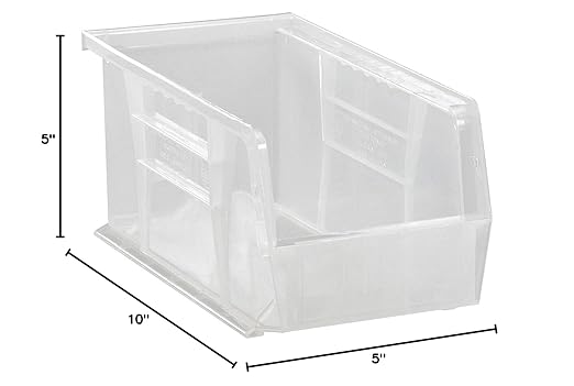 QUANTUM STORAGE SYSTEMS K-QUS230CL-8 8-PackStack and Hang Plastic Bin Storage Containers, 10" x 5" x 5", Clear