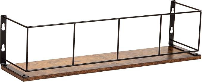 Mind Reader Desktop Shelf for Office Organization and Display, Mounting Hardware Included, Metal and Wood, Brown