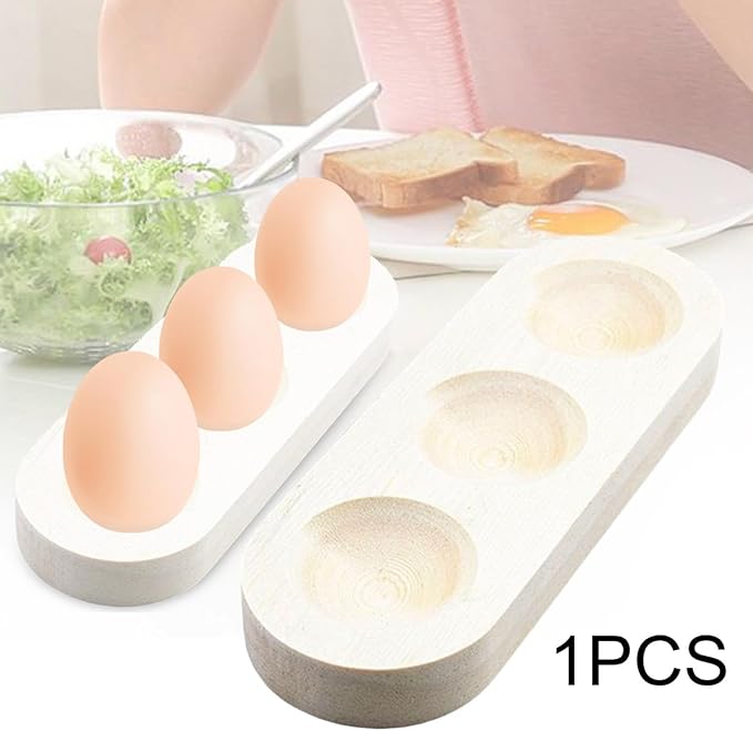 Amagogo Egg Holder Wooden Egg Storage Tray Organizer Rack Plates Keeper Sturdy Wood Material Multipurpose Suitable for Kitchen Refrigerator Pantry Restaurant, Wood