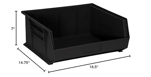 Quantum Storage K-QUS250BK-2 2-Pack Ultra-Stack and Hang Bins, 14-3/4" x 16-1/2" x 7", Black