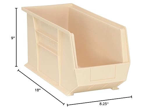 QUANTUM STORAGE SYSTEMS K-QUS265IV-2 2-Pack Ultra-Stack and Hang Bins, 18 inch x 8-1/4 inch x 9 inch, Ivory
