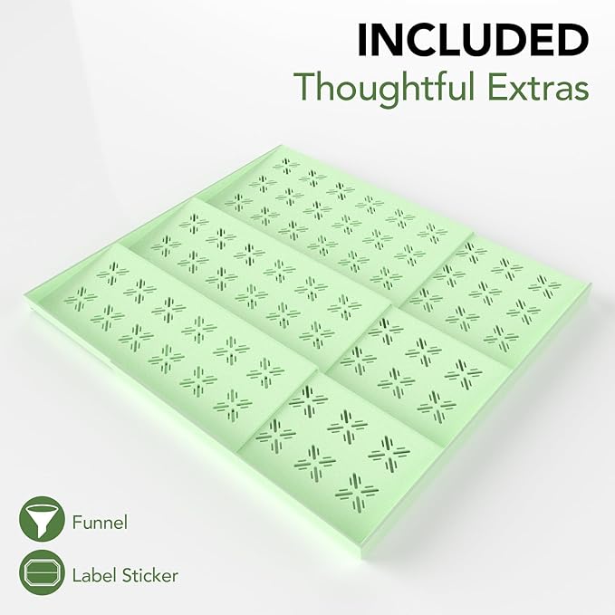 Expandable Drawer Spice Organizer, Thickened Plastic 3-Tier Spice Rack for Kitchen Drawers (11"–22"), Non-Slip & Easy to Clean, Keeps Spices Visible, Neat & Easy to Grab (Jars Not Included) GR