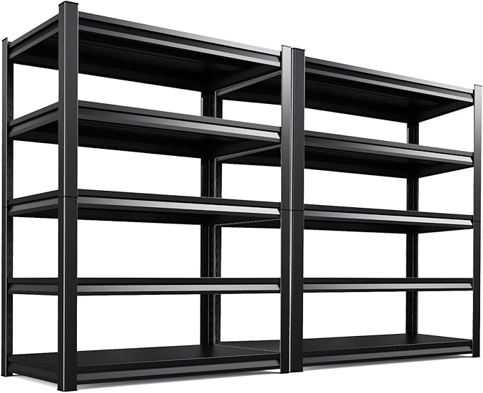 5-Tier Garage Shelving Heavy Duty, 3000LBS Garage Shelves, Adjustable Metal Shelving Unit, Garage Storage Shelves, Utility Storage Rack Shelf,Shelves for Garage Storage, 72"H×59"W×19.7"D, 2 Pack