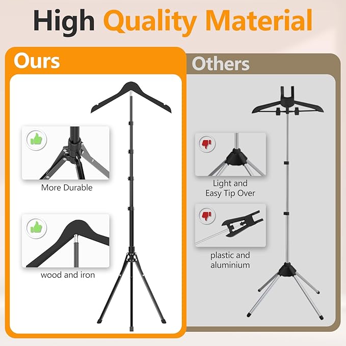 Adjustable Shirt Display Stand 32-63 Inch, Foldable Clothing Display Stand Mannequin Torso for Retail Vendors, Multi-Use Steamer Rack Stand for Clothes Garment