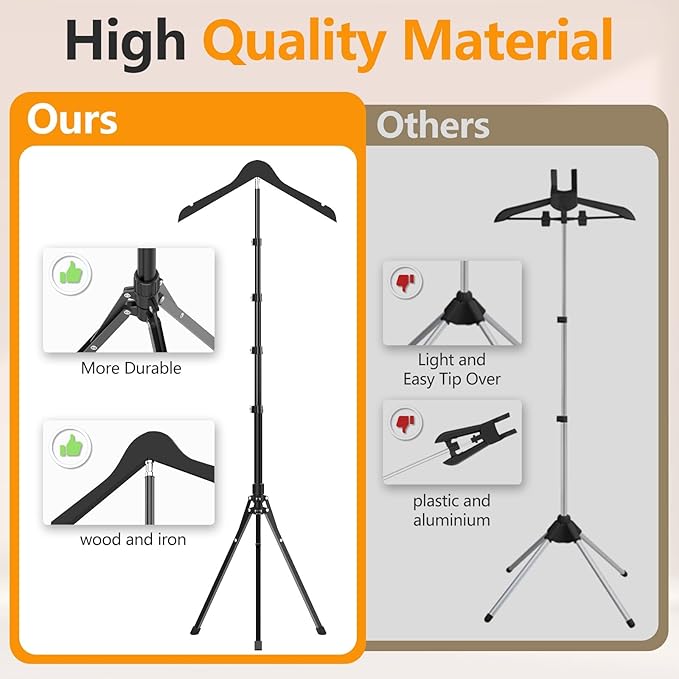 2 Pack Adjustable Shirt Display Stand 32-63 Inch, Foldable Clothing Display Stand Mannequin Torso for Retail Vendors, Multi-Use Steamer Rack Stand for Clothes Garment (2)