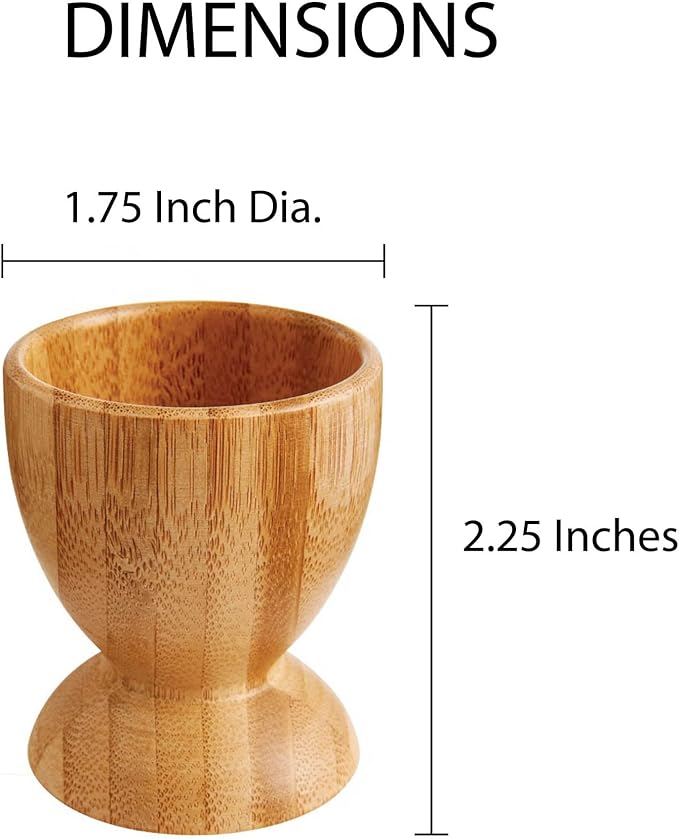HIC Kitchen Egg Cup Holders, Natural Bamboo, for Soft Boiled and Hard Boiled Eggs, Set of 4