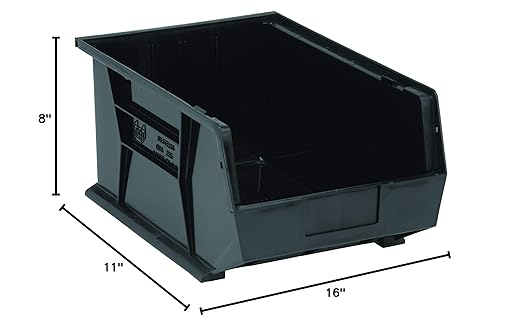 QUANTUM STORAGE SYSTEMS K-QUS255BK-1 Ultra-Stack and Hang Bins, 16 inch x 11 inch x 8 inch, Black
