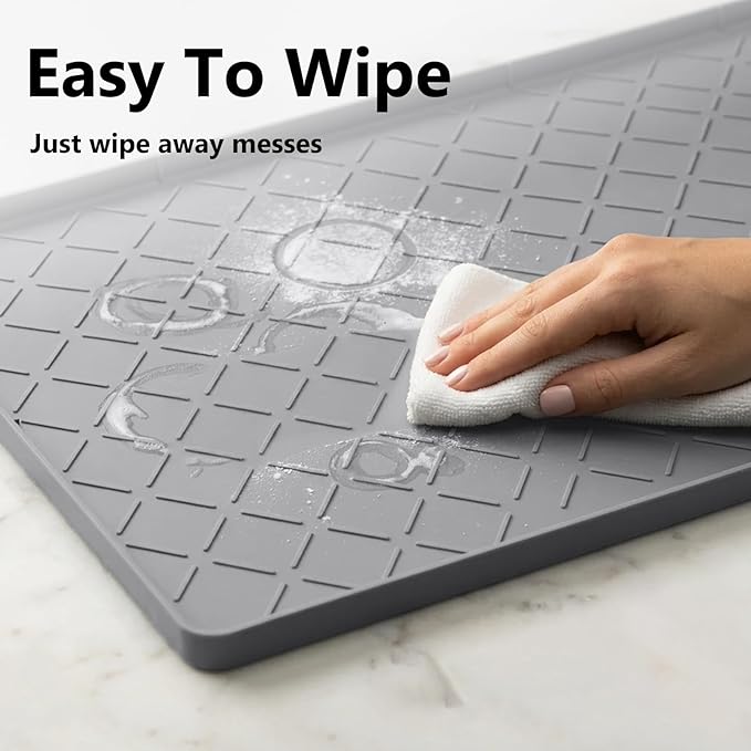 Mateeylife Under Sink Mats for Kitchen Waterproof 28"X19", Undersink Protectors,Silicone Mat Cabinet Liner, Under Sink Organizer for Bathroom and Kitchen,Boot Tray Pet Food Mat, Dark Grey