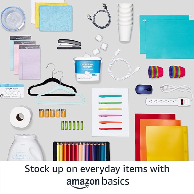Amazon Basics Slim Velvet Non-Slip Space Saving Suit Clothes Hangers, Closet Organizer, Sturdy Construction, Ivory/Rose Gold, 50-Pack