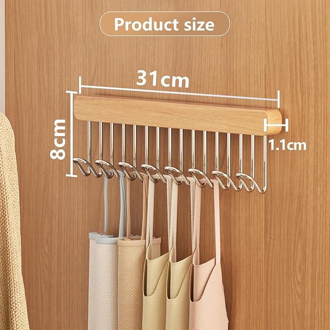 12 inch valet rods for closets, extendable and pull-out wardrobe pole for hanging clothes,bras,tie,belt,wardrobe pole with metal hooks, closet valet rod slide out,hanger wall(Right hook)