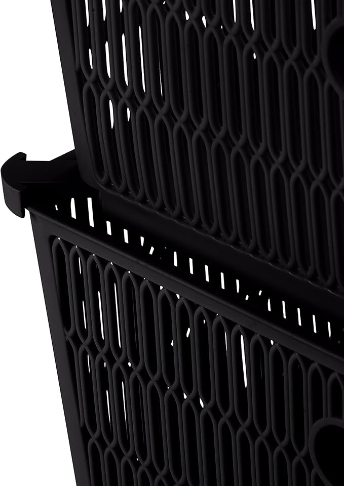 Simplify 2Pk Small Slide 2 Stack It Tote Basket | Storage & Organization | Open Bins with Stackable Capability | Bathroom | Crafts | Pantry | Playroom | Office | Black