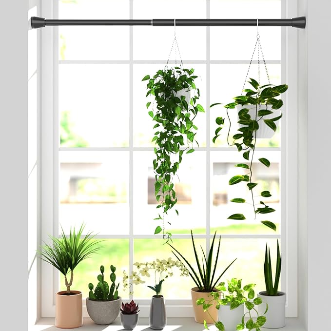 Black Tension rod 16 to 26 Inch Spring Curtain Rods No Drilling Small Rods Adjustable Tension Curtain Rod Expandable Pressure Spring Rod for Doorway,Kitchen