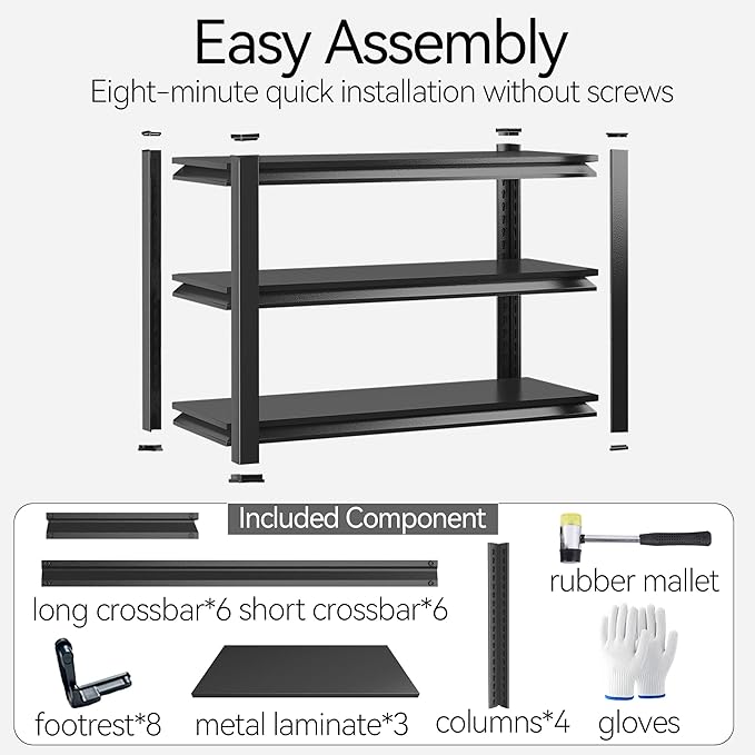 3-Tier Storage Shelves, Adjustable Shelves,KitchenStorage Standing Baker's Racks, Shelving Unit for Kitchen, Living Room, Dinning Room, Coffee Bar (31.5'H×36'W×14'D)