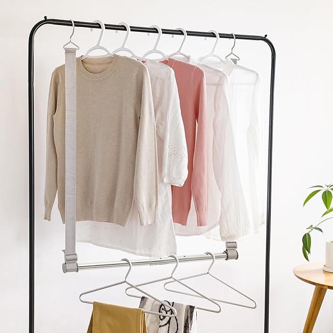 STO STO Closet Hanging Rod, Length and Height Adjustable Closet Rod, Space-saving Closet Extender Hanging Bar for Hanging Clothes, Webbing, 2 Pack
