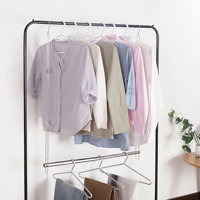 Hanging Closet Rod, 17-29In Adjustable Width and Up to 37In Height Adjustable Closet Rod Extender, Double Closet Rods Hanging Bar, Space-Saving Tension Hanging Organizer, Chrome, 1 Pack