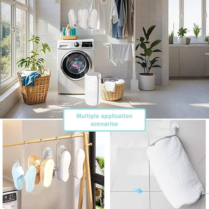 Shoe Washing Machine Bag for Cleaning, 2 Pack 360°Protect Sneaker Laundry Bag for Shoes Reusable Durable Fibers Adjustable Washer Bag with Zipper for Tennis Gym Sneakers Shoe Dryer (White)