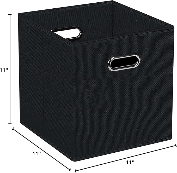 STOREONE Fabric Storage Bins Cubes Baskets Containers-(11X11X11) with Dual Handles for Shelf Closet, Nursery Home , Bedroom Organizers, Foldable Set of 1 (black)