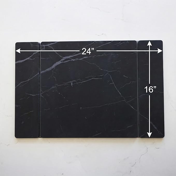 Selegna Collapsible Stone Drying Mat for Kitchen Counter – Tri-Panel Dish Drying Mat Made from Diatomaceous Earth | Quick Dry Diatomite Mat for Sink, Countertop & Dishes (Charcoal)