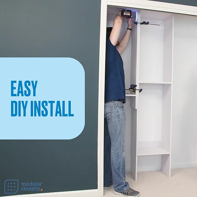 Double Hanging Closet Unit - Modular Corner Closet System - Organizers & Storage Shelves (White, 22.5 in Wide) Shelves