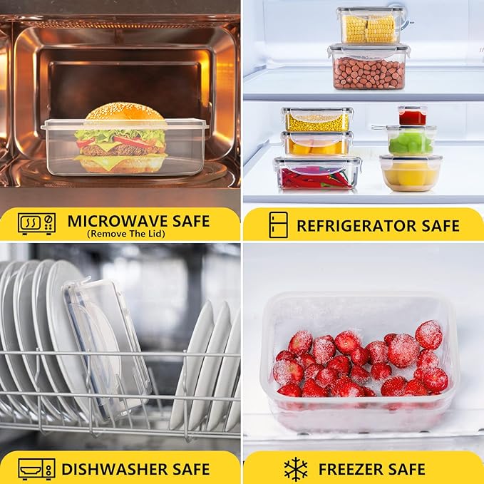 34 PCS Food Storage Container with Lid (17 Lids & 17 Containers) - Reusable Plastic Food Containers for Kitchen Storage and Organization BPA-Free Leakproof Meal Prep Container with Labels & Pen