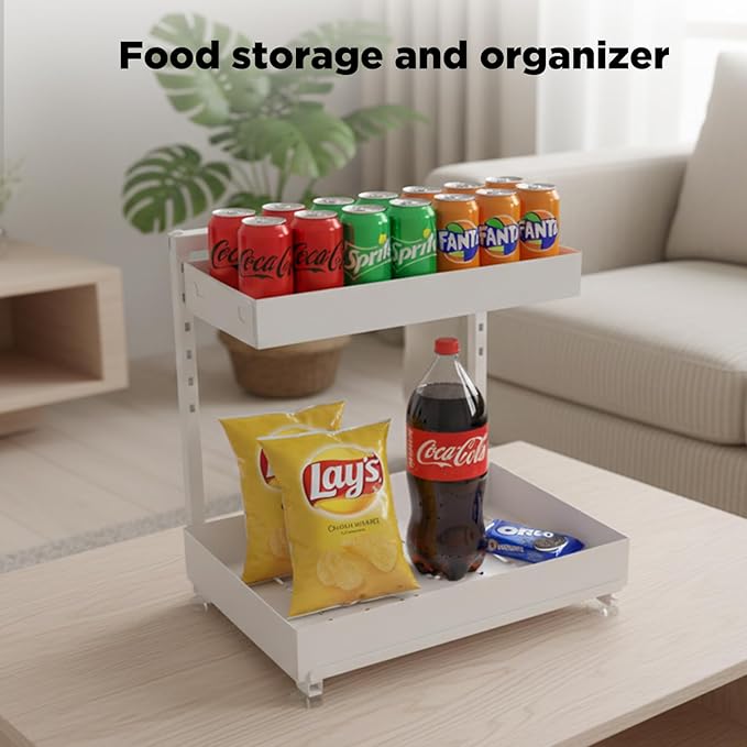 TATAANTY Under Sink Organizer 2 Pack, 2 Tier Metal Under the Sink Storage, Heavy Duty Slide out Pull out Cabinet Organizer, Height Adjustable Pull Out Cabinet Organizer for Kitchen Bathroom