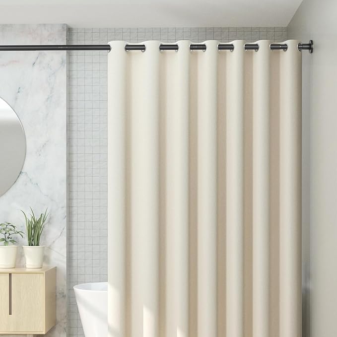 CorkLatta Black Shower Curtain Rod 31 to 80 Inch,1 Inch Diameter Adjustable Spring Tension Stainless Steel Telescoping Rod,Easy Install,No Rust