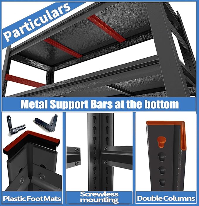 PRESTELION 2-Tier Storage Shelves Metal Shelving Unit Storage Rack (9.8" D x 15.7" W x 22" H),Black