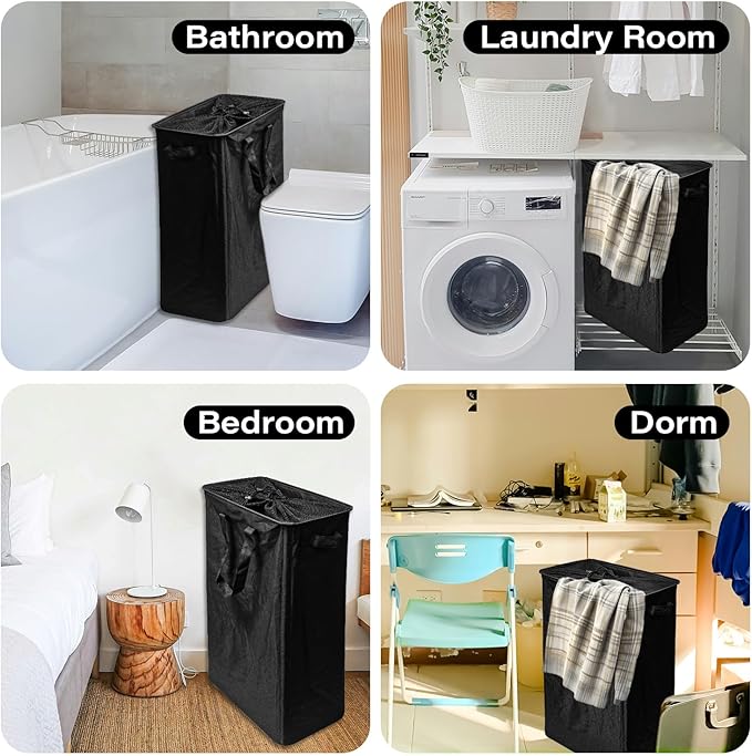 Slim Laundry Basket, 19.8 Gallons(75L) Thin Laundry Hamper with Handles, Collapsible Dirty Clothes Hamper for Laundry Room Dorm Bedroom