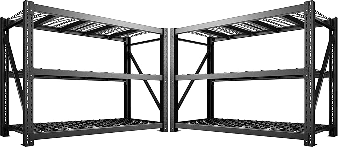 Bepatio 8250LBS Industrial Storage Shelves 2-Pack, 66"H x 60"W x 24"D Super Heavy Duty Shelves, 4-Tier Adjustable Rivet Metal Shelving Unit for Warehouse Distribution Center, Commercial Garage Shop
